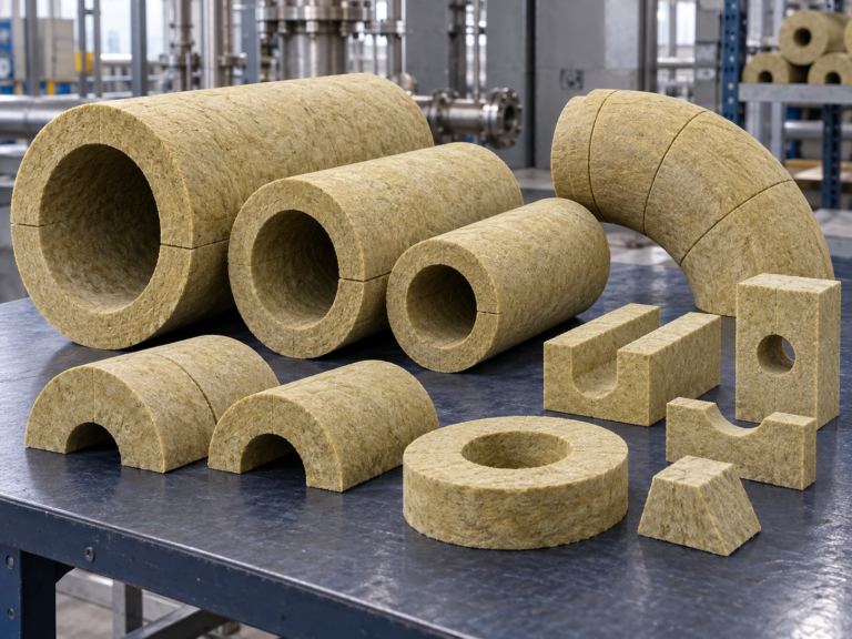 Pre-formed stone wool pipe sections and custom parts